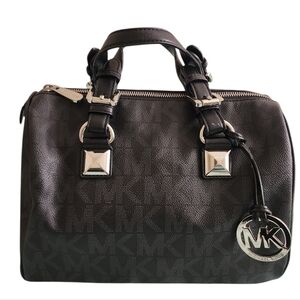 Michael Kors Grayson Monogram Satchel Bag - Black And Grey